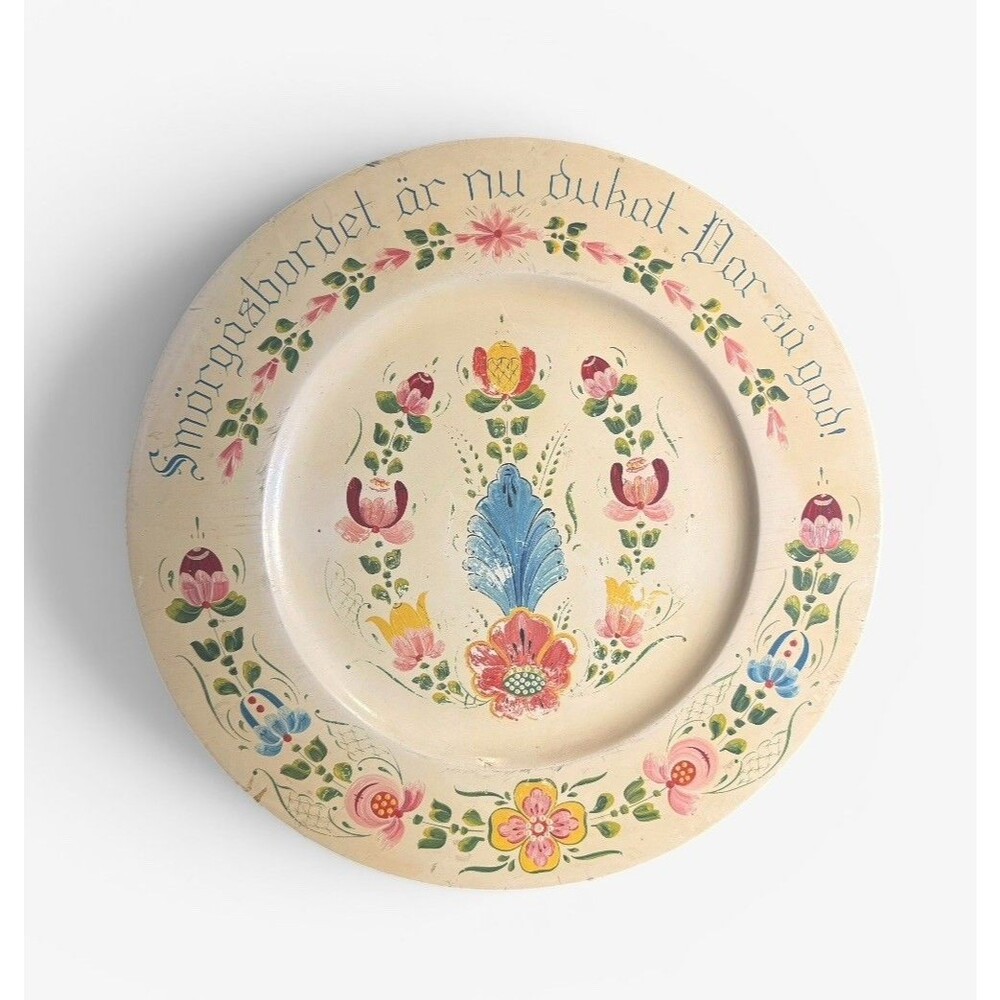 Eleanor Ericson Solhaug Wood Rosemaling Plate Norwegian Folk Art Signed St. Paul